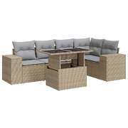 6 Piece Garden Sofa Set with Cushions Beige Poly Rattan - Comfy & Chic