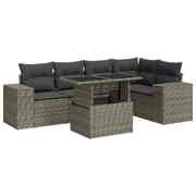 6 Pcs Garden Sofa Set with Cushions Poly Rattan - Outdoor Comfort