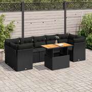 Garden Sofa Set with Cushions Modular Sofa 8 Piece Black Poly Rattan - Ultimate Comfort