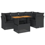 Garden Sofa Set with Cushions Modular Sofa 6 Piece Black Poly Rattan 