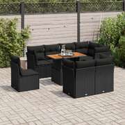 Garden Sofa Set with Cushions Modular Sofa 9 Piece Black Poly Rattan - Ultimate Comfort