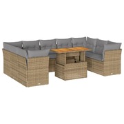 Garden Sofa Set with Cushions Modular Sofa 10 Pcs Beige Poly Rattan - Stylish Comfort