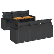 Garden Sofa Set with Cushions Modular Sofa 7 Piece Black Poly Rattan