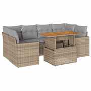 Garden Sofa Set with Cushions Modular Sofa 7 Piece Beige Poly Rattan - Versatile and Stylish