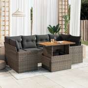 Garden Sofa Set with Cushions Modular Sofa 7 Piece Grey Poly Rattan  - Outdoor