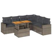 Garden Sofa Set with Cushions Modular Sofa 7 Piece Grey Poly Rattan - Outdoor Relaxation