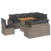 Garden Sofa Set with Cushions Modular Sofa 9 Piece Grey Poly Rattan-Modern