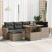 7 Pcs Garden Sofa Set with Cushions Grey Poly Rattan - Sleek & Functional