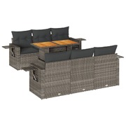 Garden Sofa Set with Cushions Modular Sofa 7 Piece Grey - Poly Rattan