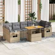 Garden Sofa Set with Cushions Modular Sofa 8 Piece Beige Poly Rattan - Modern Comfort