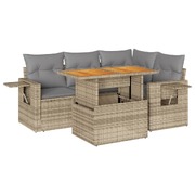 Garden Sofa Set with Cushions Modular Sofa 5 Piece Beige Poly Rattan - Modern Comfort