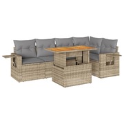 Garden Sofa Set with Cushions Modular Sofa 6 Piece Beige Poly Rattan - Stylish Comfort