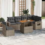 Garden Sofa Set with Cushions Modular Sofa 7 Piece Grey Poly Rattan  - Stylish Comfort