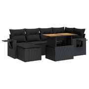 Comfort and Style 7 Piece Garden Sofa Set with Cushions Black Poly Rattan