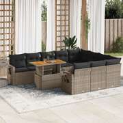 Garden Sofa Set with Cushions Modular Sofa 11 Piece Grey Poly Rattan - Modern Comfort