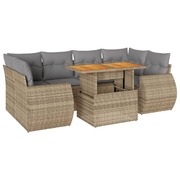 Garden Sofa Set with Cushions Modular Sofa 7 Piece Beige Poly Rattan - Stylish