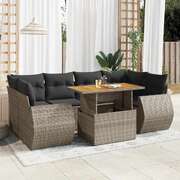 Garden Sofa Set with Cushions Modular Sofa 7 Pcs Grey Poly Rattan - Elegant & Versatile