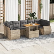 Modern Garden Sofa Set with Cushions Modular Sofa 8 Piece Beige Poly Rattan