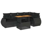 Elegant Garden Sofa Set with Cushions Modular Sofa 6 Piece Black Poly Rattan