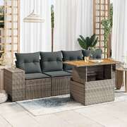 Garden Sofa Set with Cushions Modular Sofa 5 Piece Grey Poly Rattan - Modern Comfort