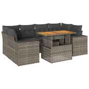 Garden Sofa Set with Cushions Modular Sofa 7 Pcs Grey Poly Rattan - Stylish & Durable