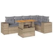 Garden Sofa Set with Cushions Modular Sofa 6 Piece Beige - Poly Rattan