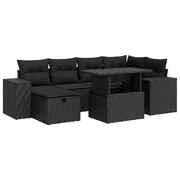 8 Piece Garden Sofa Set with Cushions Black Poly Rattan - Stylish