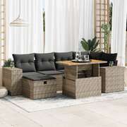 8 Piece Garden Sofa Set with Cushions Poly Rattan Acacia - Outdoor Comfort