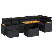 5 Piece Garden Sofa Set with Cushions Black Poly Rattan - Versatile and Stylish