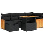 Elegant 8 Piece Garden Sofa Set with Cushions Black Poly Rattan