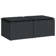 2 Piece Garden Sofa Set with Cushions Black Poly Rattan Acacia - Versatile and Stylish