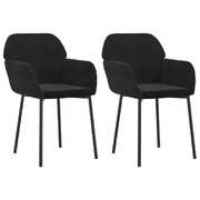 2x Dining Chairs Black Velvet Armchair Kitchen Dining Room Chair Indoor 