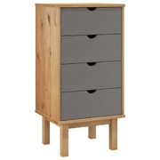 Drawer Cabinet Cupboard Hallway - OTTA Brown and Grey Solid Wood Pine