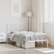 Classic Comfort: White Metal Bed Frame with Headboard King Single