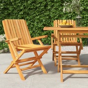 Teak Wood Duo: Folding Garden Chairs in Solid Elegance 2Pcs