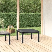 Relaxation Companion: Stylish Black and Grey Poly Rattan Garden Footstool with Cushion