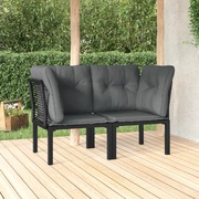 Stylish 2-Piece Black&Grey Poly Rattan Garden Corner Chairs with Cushions