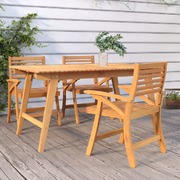 Rustic Retreat: Set of 3 Solid Wood Acacia Garden Chairs