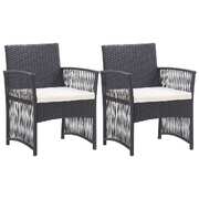 Garden Armchairs with Cushions Dining Chair 2 pcs Black Poly Rattan