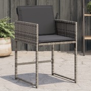 Garden Chairs with Cushions Grey Poly Rattan