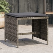 Garden Stools with Cushions 4 pcs Grey Poly Rattan