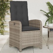 Reclining Garden Chair with Cushions Poly Rattan