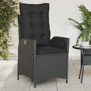 Reclining Garden Chair with Cushions Black