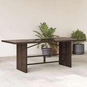 Stylish & Durable - Garden Table with Glass Top Brown Poly Rattan