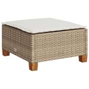 Elegant Garden Stool with Cushion: Beige Poly Rattan for Stylish