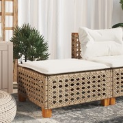 Elegant Beige Poly Rattan Garden Stool with Cushion  Perfect for Relaxing Outdoors