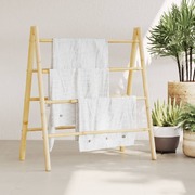 Double Towel Ladder with 4 Rungs Bamboo