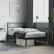 Urban Elegance: Black Metal Bed Frame with Headboard King Single