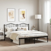 Metal Bed Frame with Headboard Black King Size