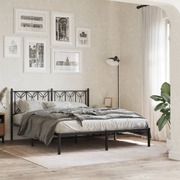 Black Metal Bed Frame with Headboard for Queen Size  Elegant Design